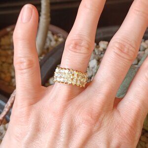 Vintage Costume Jeweled Pyramid Ring, Size 4.75